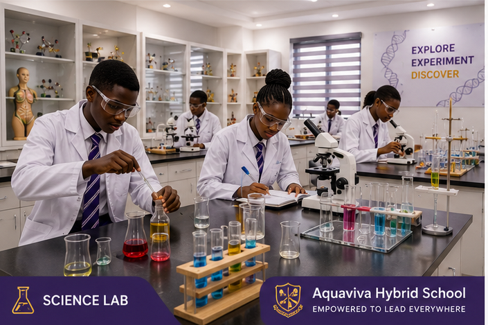 Students in science lab practical class